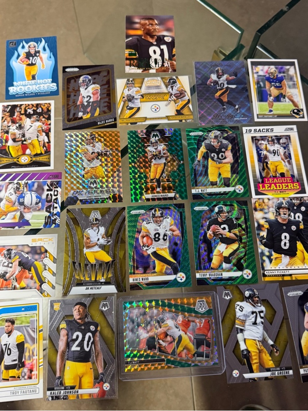 22 card lot Pittsburgh Steelers Terry Bradshaw T.J. Watt